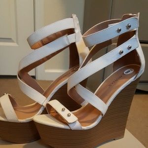 White Strappy Wedge Sandals